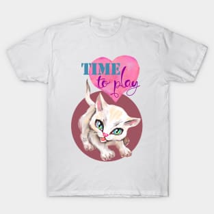 Sweet cute white kitten best friend. Love you cat. T-Shirt